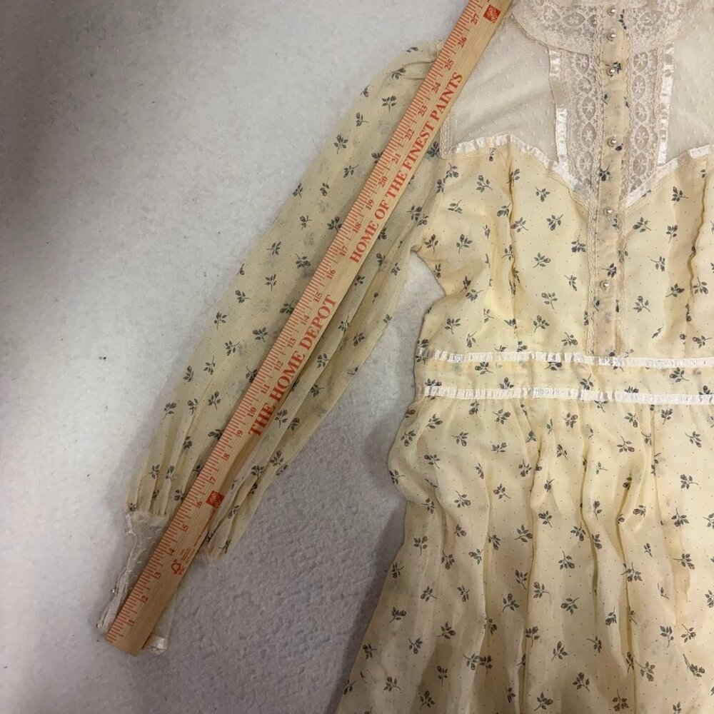 VTG 70's Gunne Sax Dress By Jessica Floral Lace Long Sleeve Maxi Prairie Boho - Picture 9 of 10